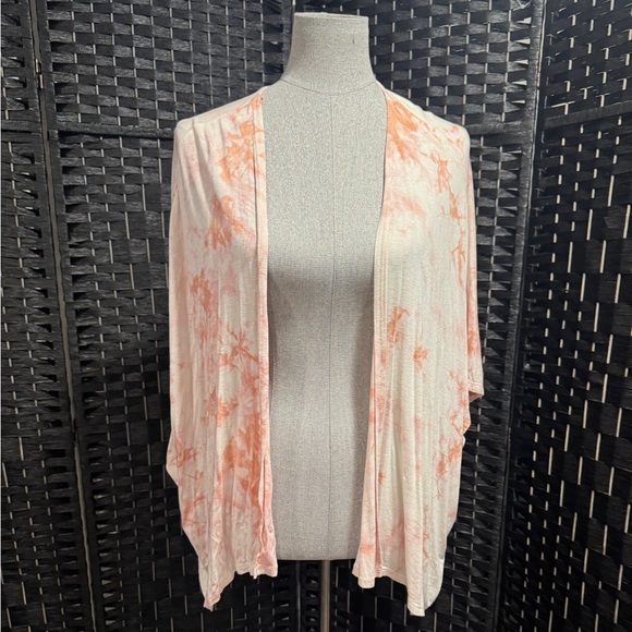 Ginger G Tops - Ginger G Peach and White short sleeved Cardigan